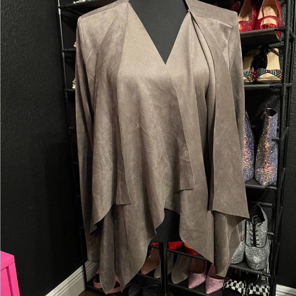 Grey draped soft blazer jacket